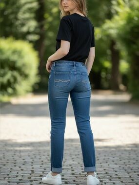 Buffalo (12) David Bitton Misha Cuffed Straight Leg Jeans Mid-Rise Stretch